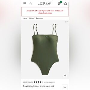 NWT J. Crew squareneck one-piece swimsuit